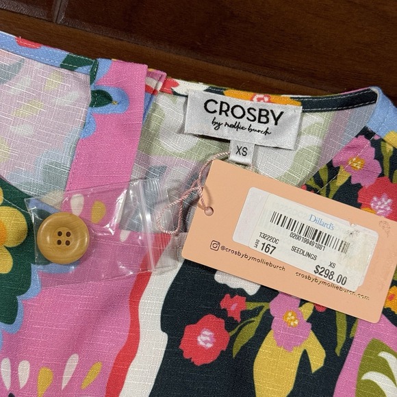 Crosby Mollie Burch Women's Size XS Seedlings Arlo Sleeveless Tiered Maxi Dress - Picture 6 of 11